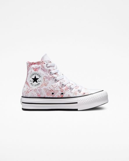 Topanky Na Platforme Converse Chuck Taylor All Star EVA Lift Butterfly Shine Vysoke Dievcenske Biele Ruzove Čierne | SK SOQ11W9